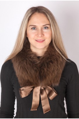 Brown fox fur collar-neck warmer